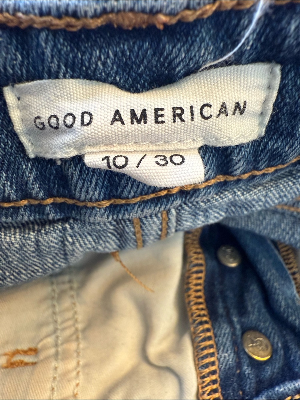 Good American Size 10/30 High Rise Denim Shorts Raw Hem Button Fly - Picture 5 of 9